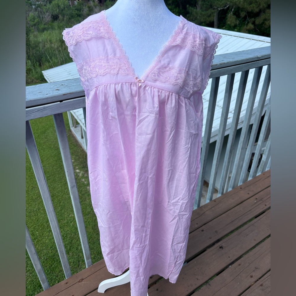 VTG Elsie of Miami Poly Cotton Gown Shift Women’s Size 2XL Pink